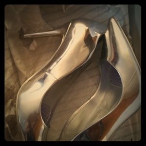 Silver metallic stilettos